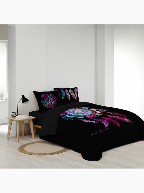 Housse de couette + 2 taies – Coton 42 fils – Imprimé placé Porte Bonheur - Kiabi Housse de couette + 2 taies – Coton 42 fils – Imprimé placé Porte Bonheur - Kiabi