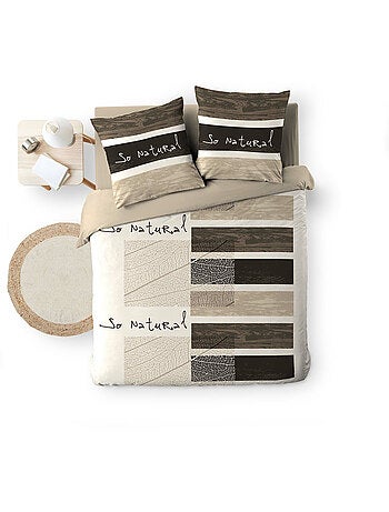 Housse de couette + 2 taies – Coton 42 fils – Motif So Natural