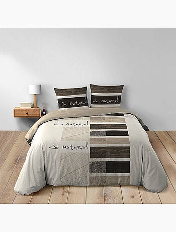 Housse de couette + 2 taies – Coton 42 fils – Motif So Natural