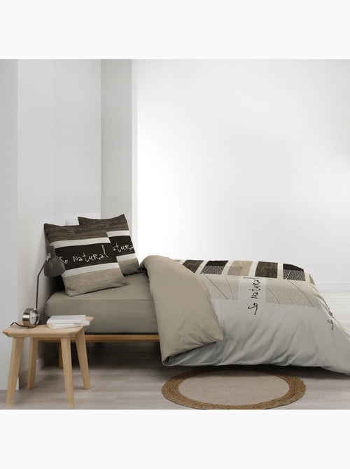Housse de couette + 2 taies – Coton 42 fils – Motif So Natural - Kiabi