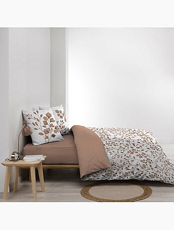 Housse de couette + 2 taies – Coton 57 fils – Imprimé végétal