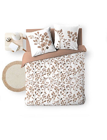 Housse de couette + 2 taies – Coton 57 fils – Imprimé végétal