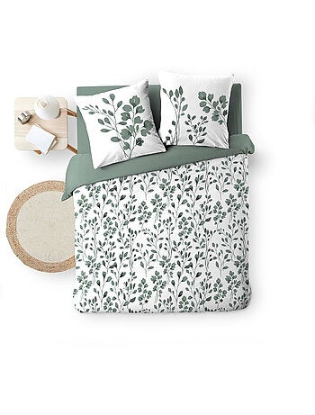 Housse de couette + 2 taies – Coton 57 fils – Imprimé végétal