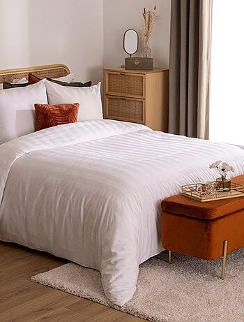 Housse de couette + 2 taies coton satiné blanc