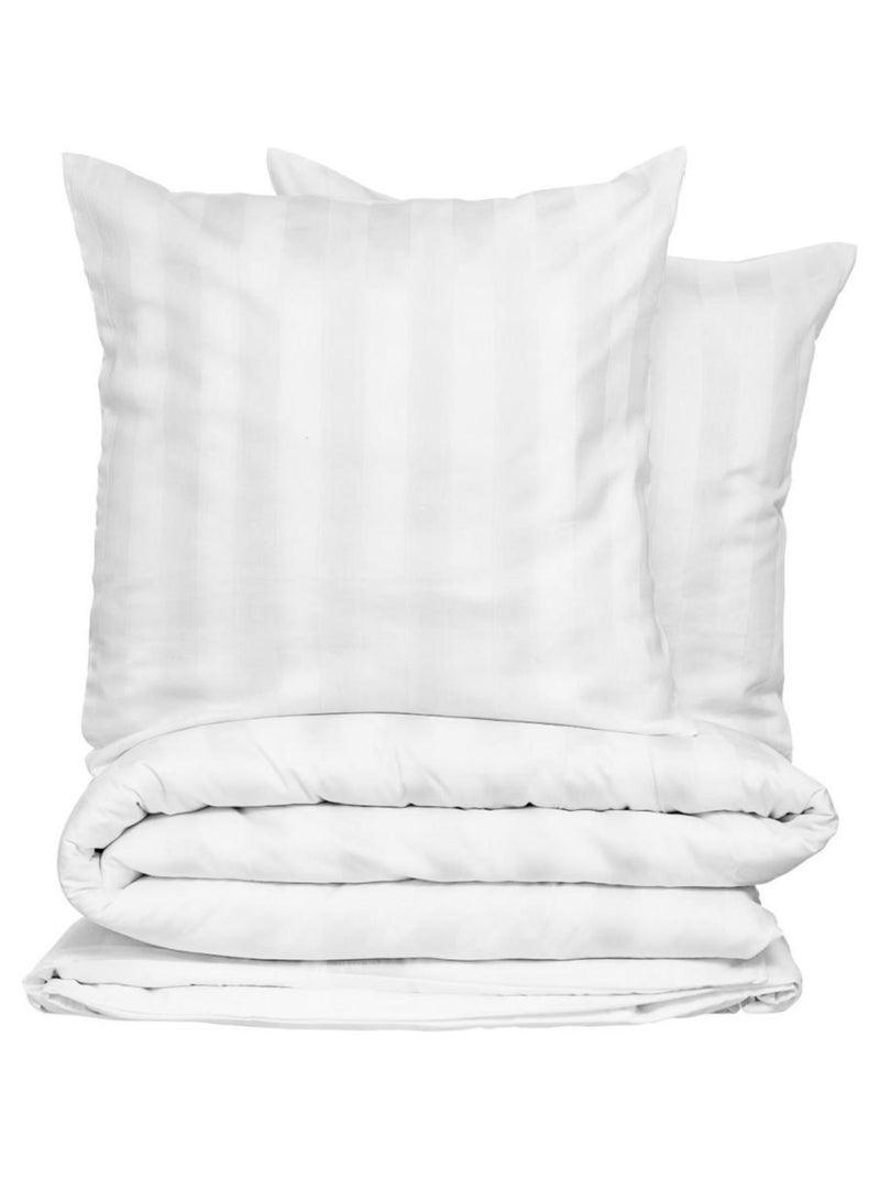 Housse de couette + 2 taies coton satiné blanc Blanc - Kiabi