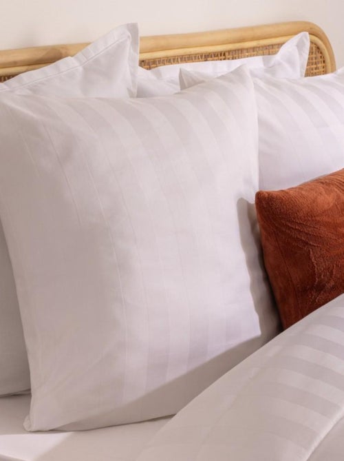 Housse de couette + 2 taies coton satiné blanc - Kiabi