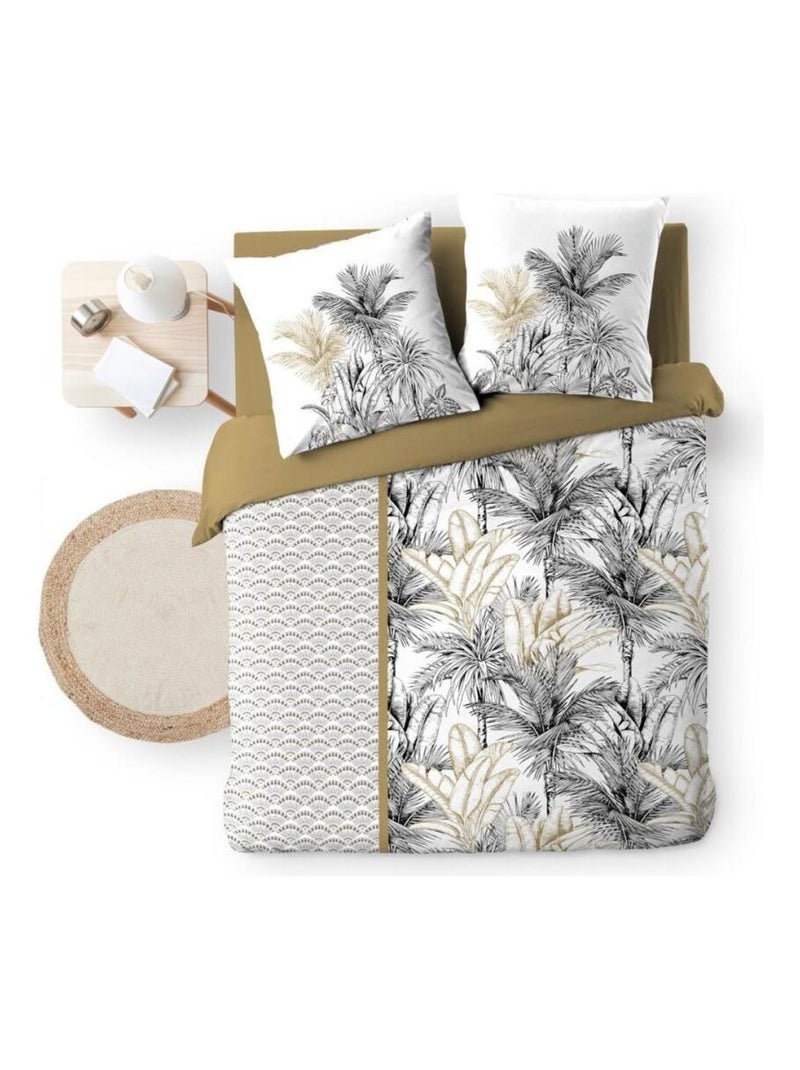 Housse de couette + 2 taies DAKAR 100% coton Noir - Kiabi