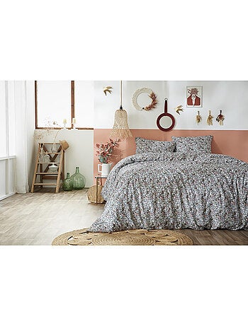 Housse de couette + 2 taies d'oreiller - 100% Coton 57 fils - Malia