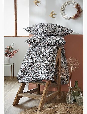 Housse de couette + 2 taies d'oreiller - 100% Coton 57 fils - Malia