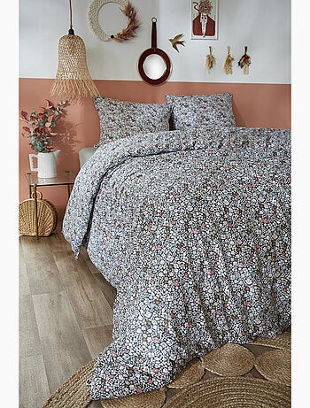 Housse de couette + 2 taies d'oreiller - 100% Coton 57 fils - Malia