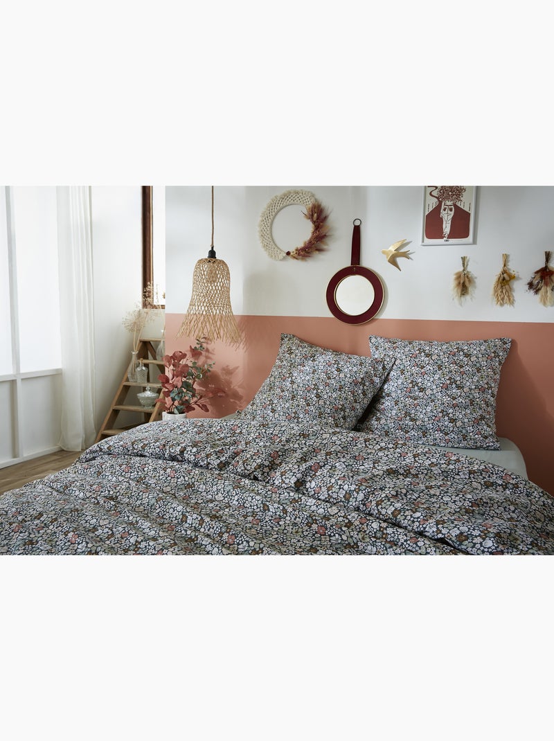 Housse de couette + 2 taies d'oreiller - 100%  Coton 57 fils -  Malia Multicolore - Kiabi