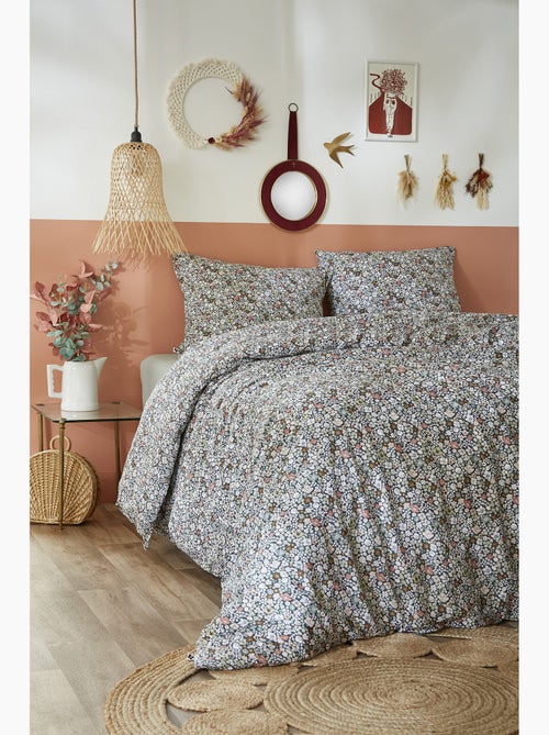 Housse de couette + 2 taies d'oreiller - 100% Coton 57 fils - Malia - Kiabi Housse de couette + 2 taies d'oreiller - 100% Coton 57 fils - Malia - Kiabi