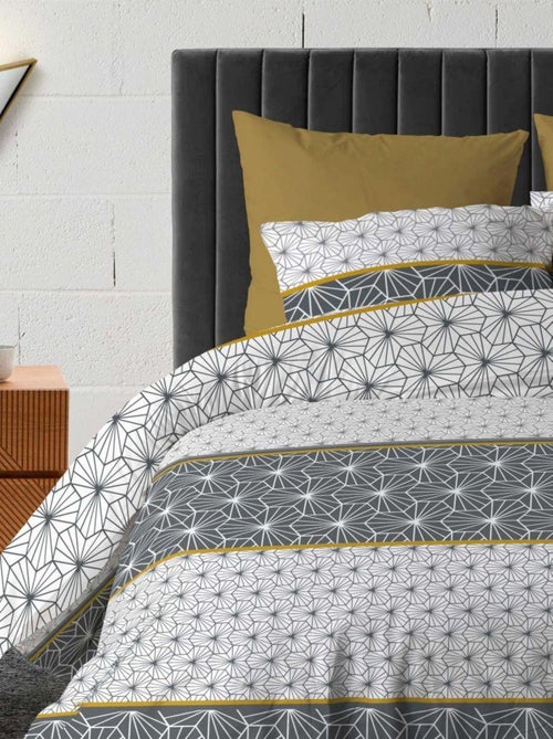 Housse de couette + 2 taies d'oreiller 100% Coton 57 fils Mijo - Kiabi
