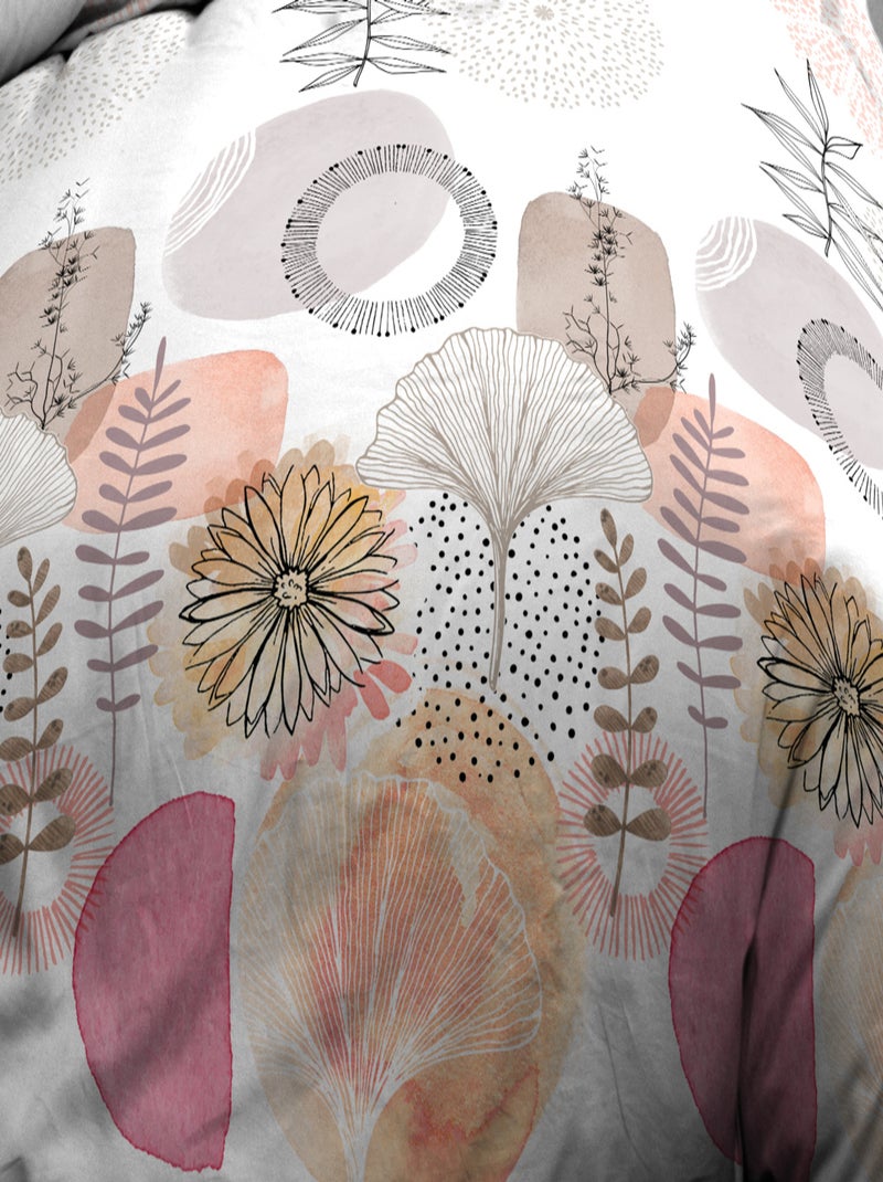 Housse de couette + 2 taies d'oreiller 63 x 63 cm -  Pur coton 57 fils - Aquarel Rose - Kiabi