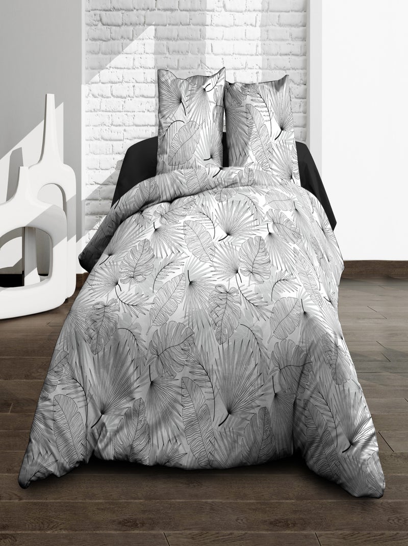 Housse de couette + 2 taies d'oreiller 63 x 63 cm - Pur coton 57 fils - Olinda gris Gris - Kiabi