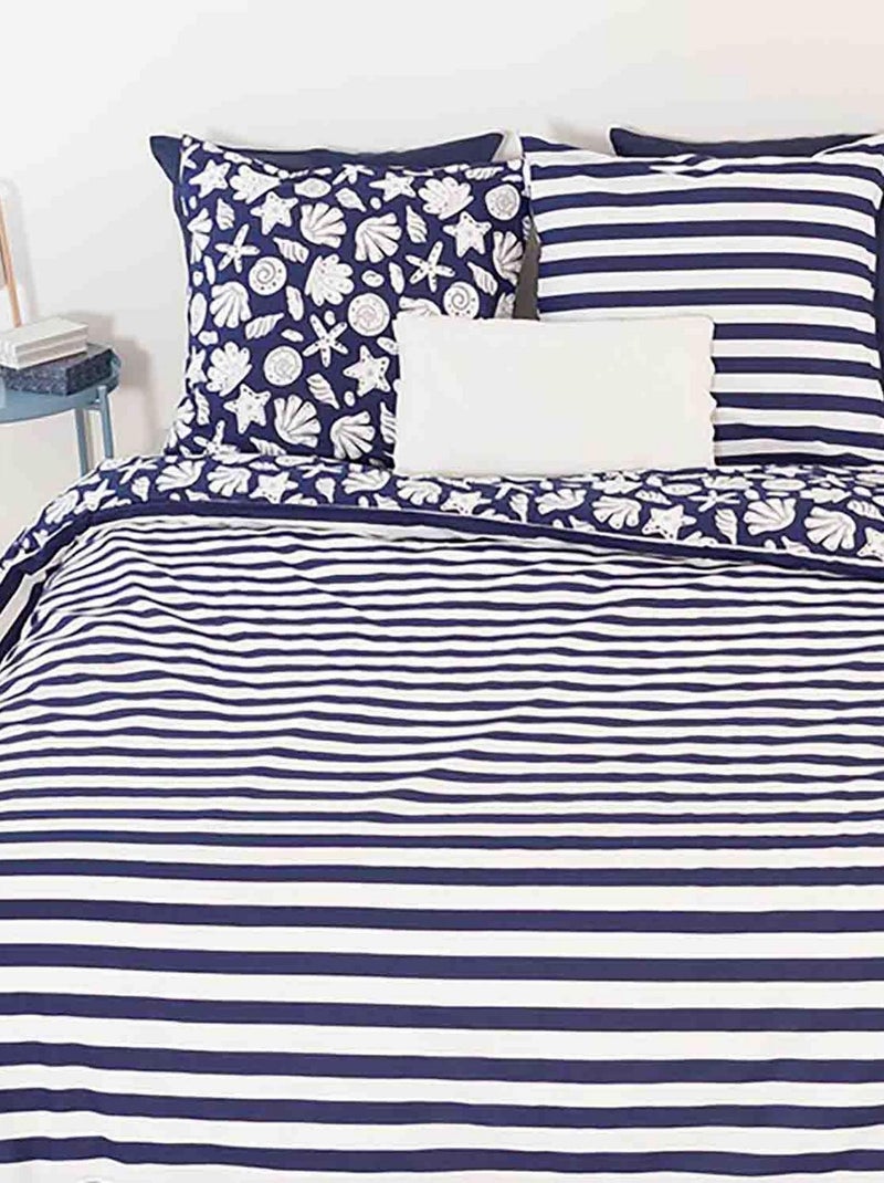 Housse de couette + 2 taies d'oreiller 63x63 Coton Capri Bleu - Kiabi