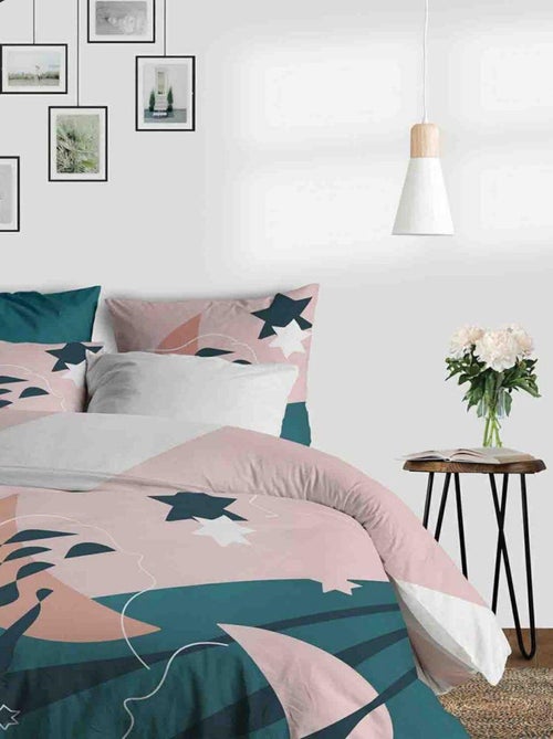 Housse de couette + 2 taies d'oreiller 65x65 cm 100% Coton 47 fils Heol - Kiabi