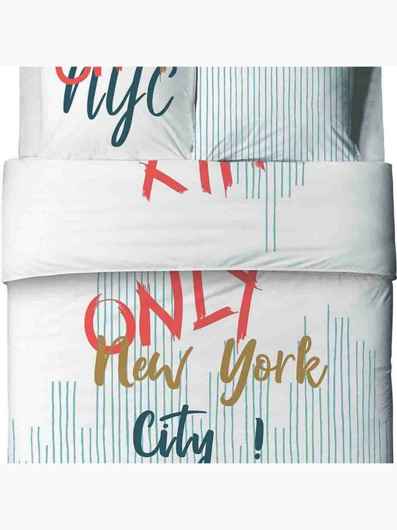 Housse de couette + 2 taies d'oreiller 65x65 cm Coton Only Blanc - Kiabi