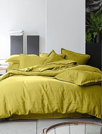 Housse de couette + 2 taies d'oreiller 65x65 cm en lin Français lavé