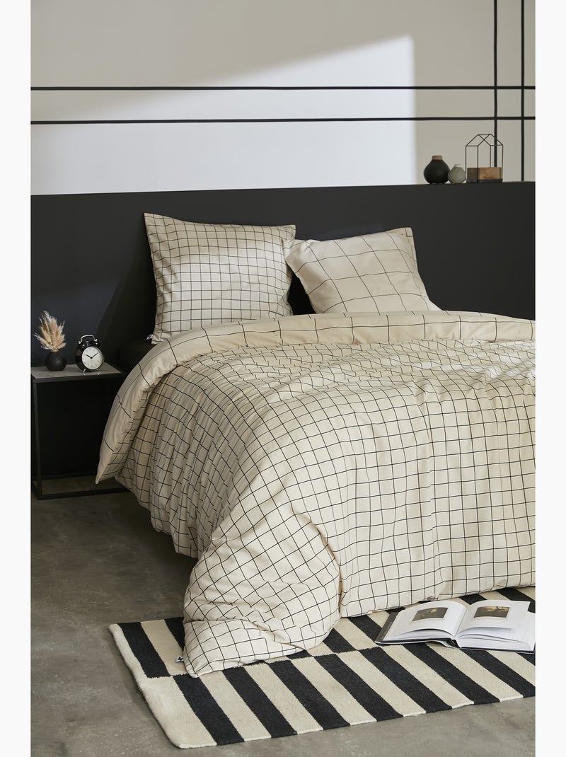 Housse de couette + 2 taies d’oreiller – coton 57 fils – carrie pampa Beige Pampa - Kiabi