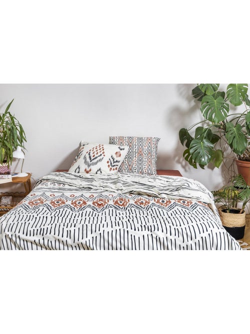 Housse de couette + 2 taies d’oreiller – Coton 57 fils – ETHNIC - Kiabi