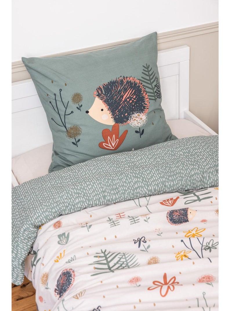 Housse de couette + 2 taies d'oreiller coton 57 fils Lapin Polisson Beige - Kiabi