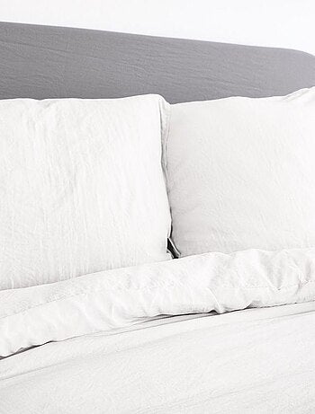 Housse de couette + 2 taies d'oreiller en microfibre lavé