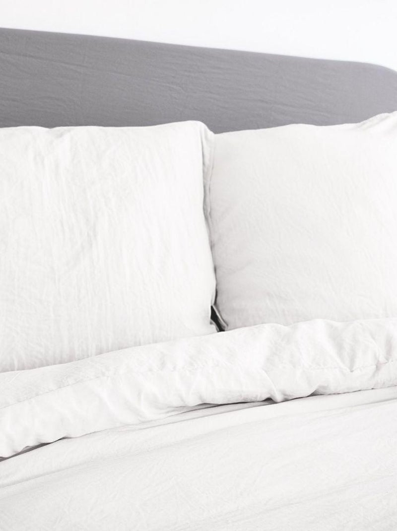 Housse de couette + 2 taies d'oreiller en microfibre lavé Blanc - Kiabi