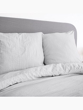 Housse de couette + 2 taies d'oreiller en microfibre lavé