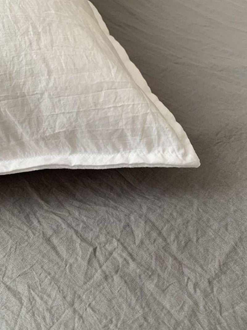 Housse de couette + 2 taies d'oreiller en microfibre lavé Gris - Kiabi