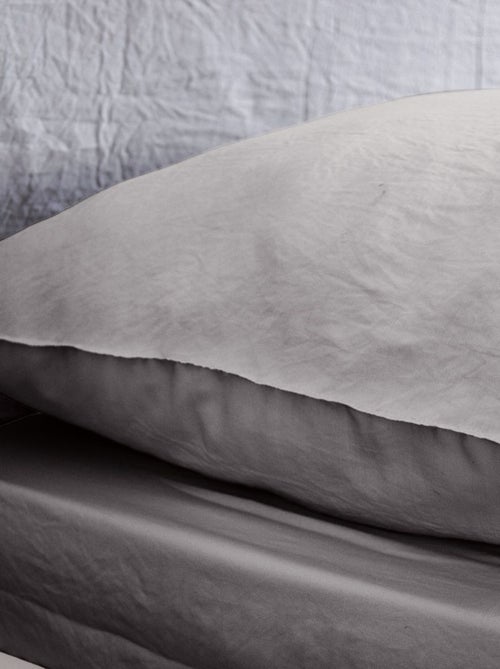 Housse de couette + 2 taies d'oreiller en microfibre lavé - Kiabi