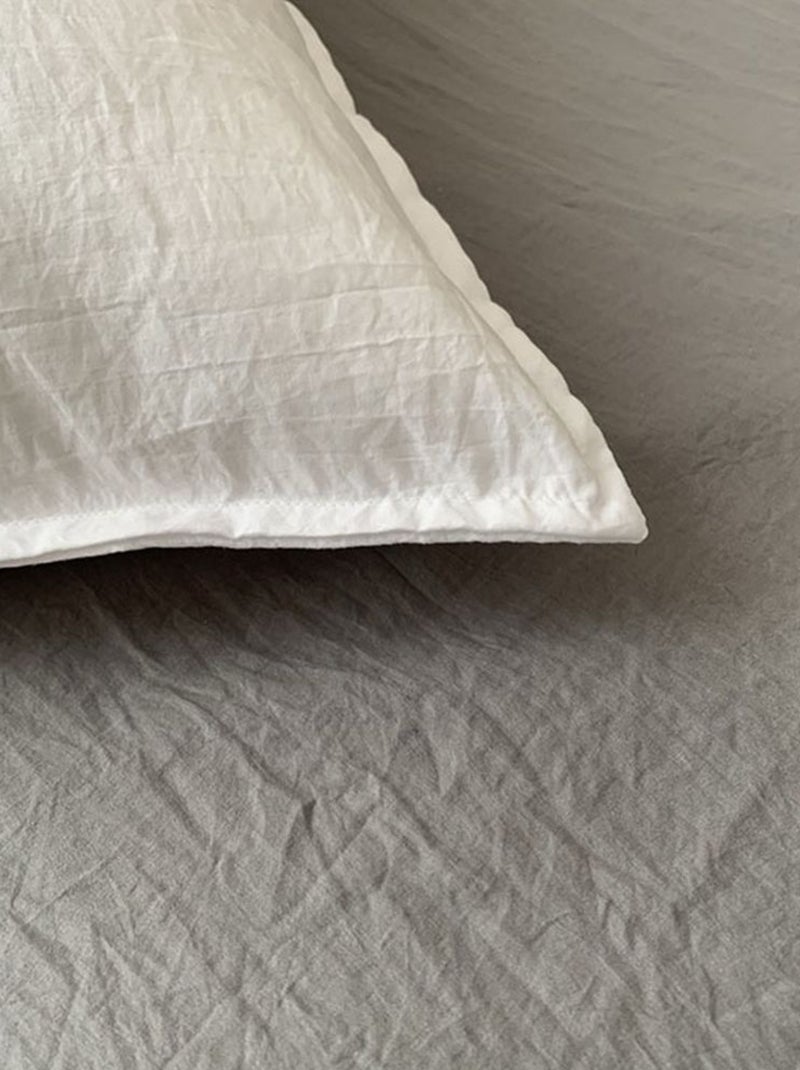Housse de couette + 2 taies d'oreiller en microfibre lavé Gris foncé - Kiabi