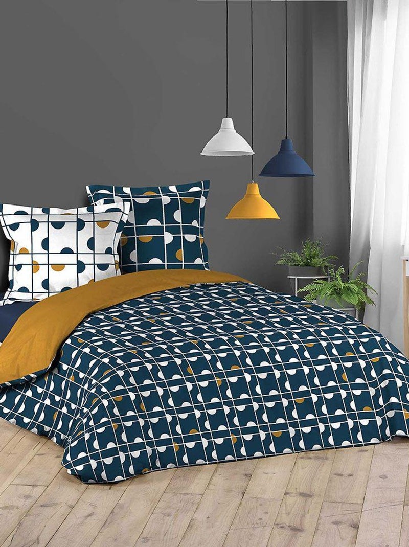 Housse de couette + 2 taies d'oreiller Gabi Bleu - Kiabi