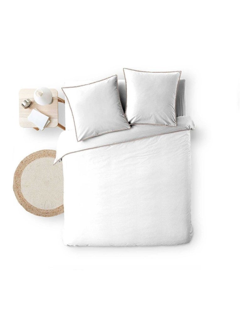 Housse de couette + 2 taies d'oreiller Noémie Blanc - Kiabi