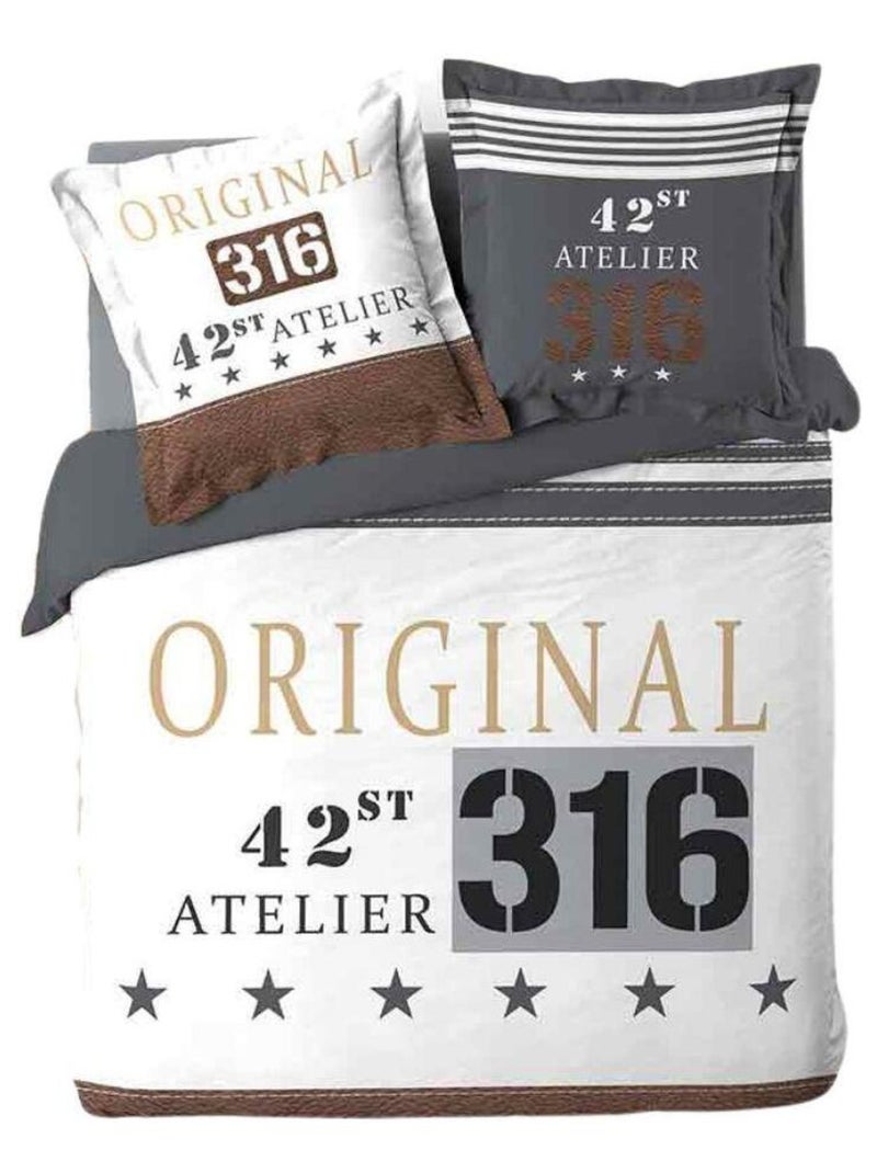 Housse de couette + 2 taies d'oreiller Original Gris - Kiabi