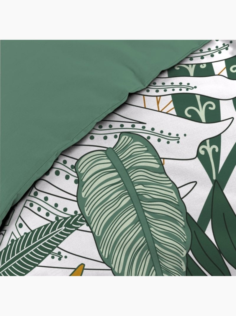 Housse de couette + 2 taies Florida Vert - Kiabi