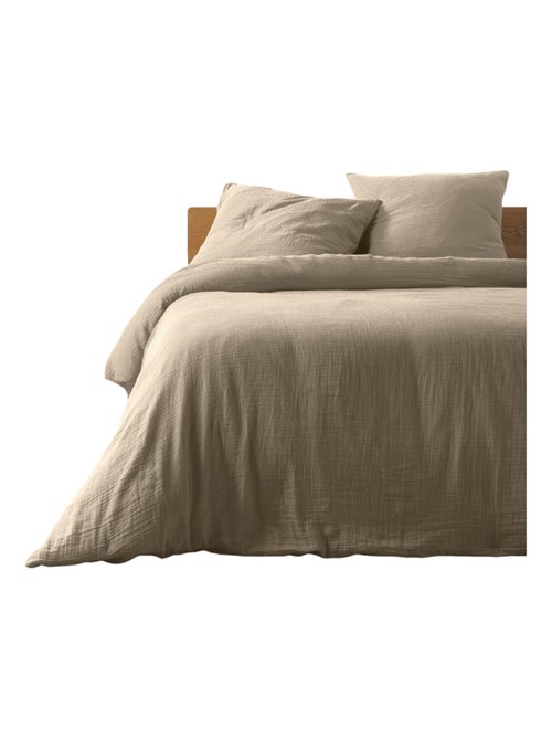 Housse de couette + 2 taies Gaze de coton Collection Couleurs - Kiabi