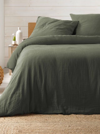 Housse de couette + 2 taies Gaze de coton Collection Couleurs