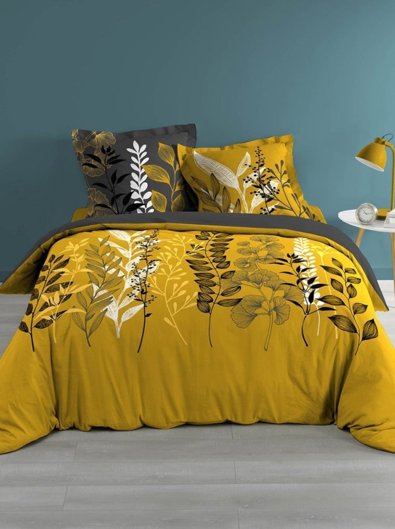 Housse de couette  + 2 taies Isabella gris coton 57 fils Gris - Kiabi