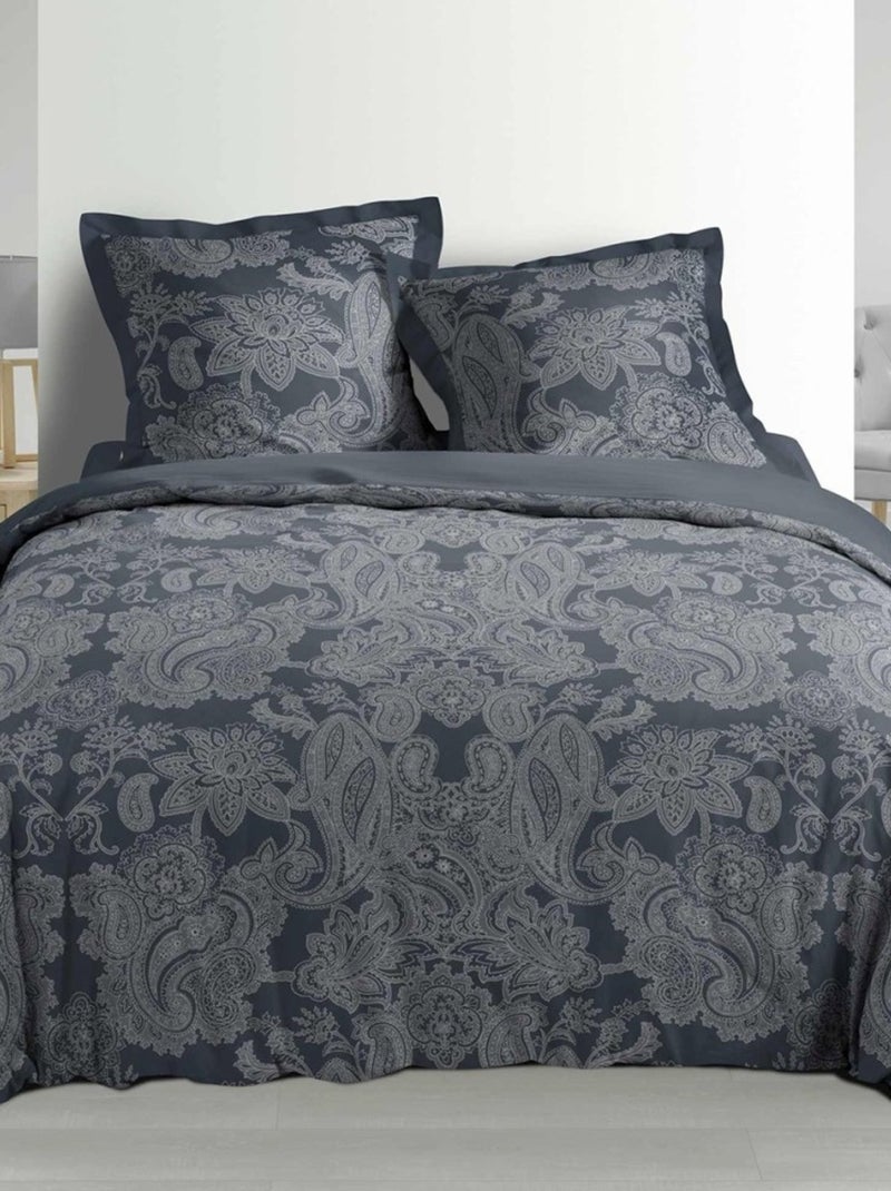Housse de couette  + 2 taies Kashmina gris coton percale 78 fils Gris - Kiabi