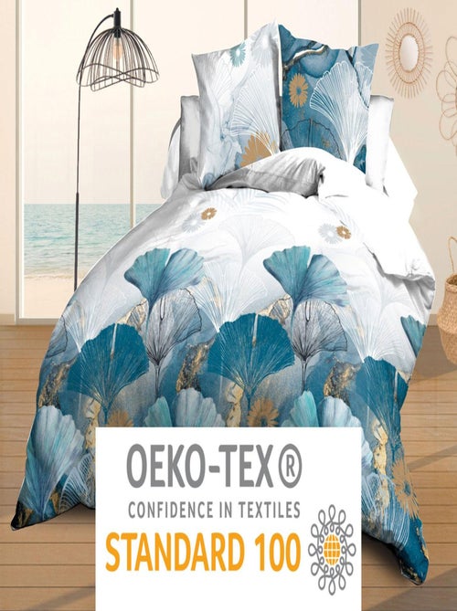 Housse de couette + 2 taies Microfibre - Entretien Facile - Ginko - Kiabi Housse de couette + 2 taies Microfibre - Entretien Facile - Ginko - Kiabi