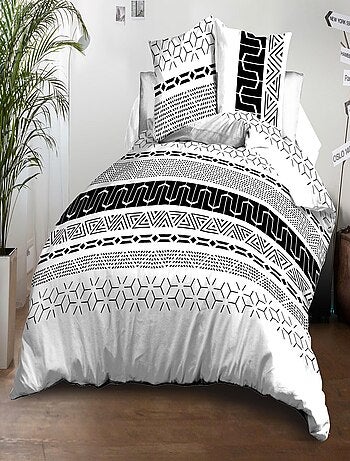 Housse de couette + 2 taies Microfibre - Entretien Facile - Graphic