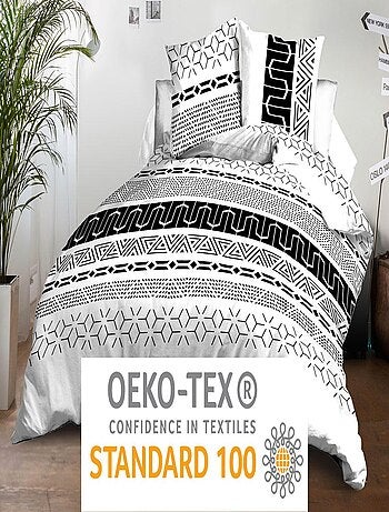 Housse de couette + 2 taies Microfibre - Entretien Facile - Graphic