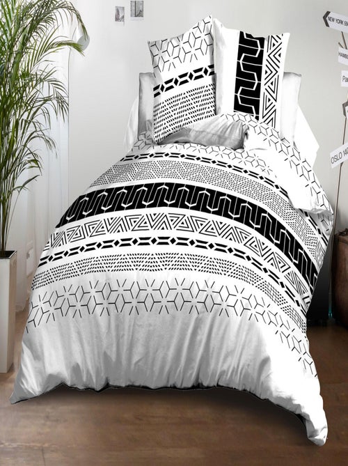 Housse de couette + 2 taies Microfibre - Entretien Facile - Graphic - Kiabi