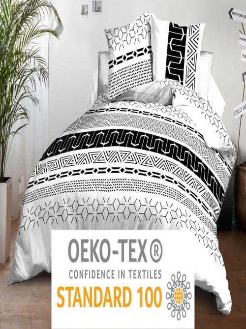 Housse de couette + 2 taies Microfibre - Entretien Facile - Graphic - Kiabi Housse de couette + 2 taies Microfibre - Entretien Facile - Graphic - Kiabi