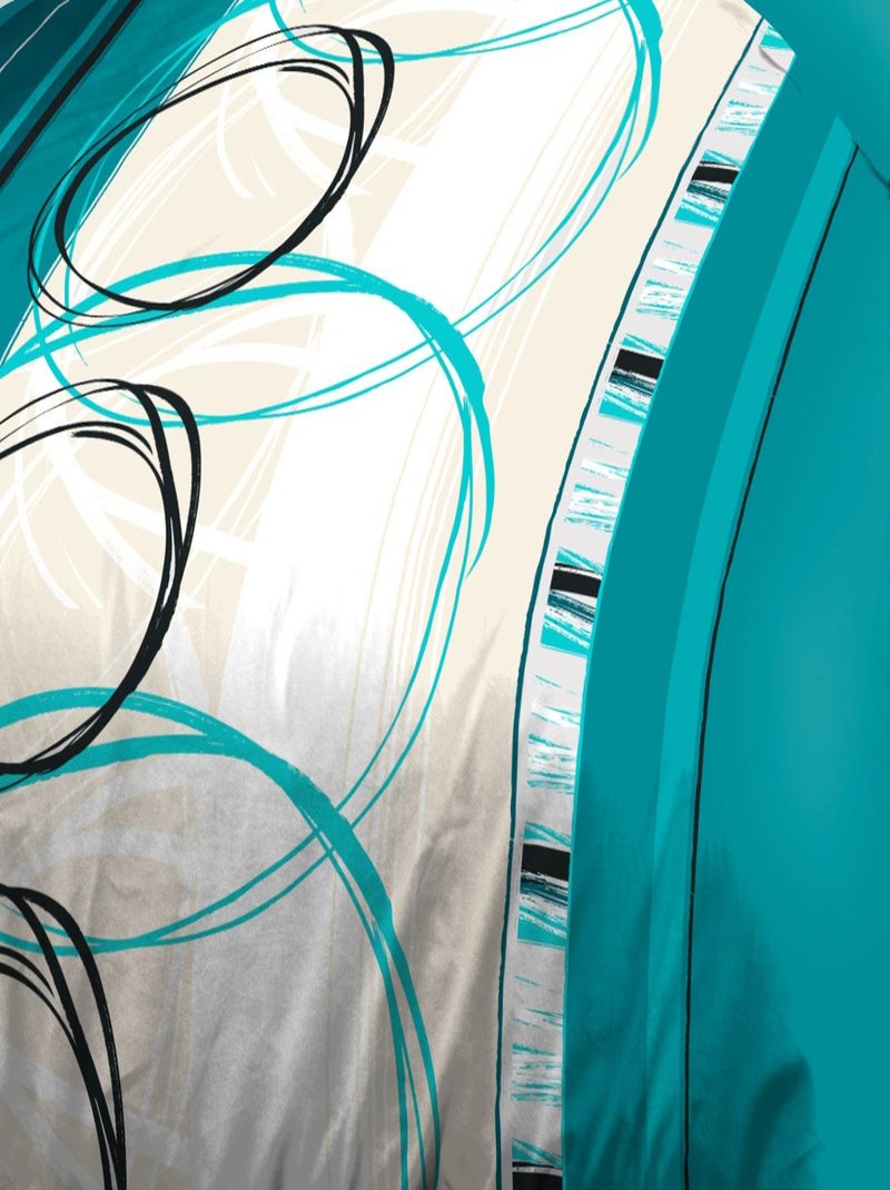 Housse de couette + 2 taies Microfibre - Entretien Facile - Roue-libre turquoise Bleu turquoise - Kiabi
