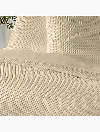Housse de couette + 2 taies – microfibre gaufrée unie