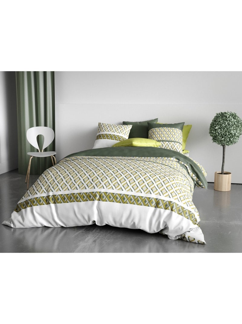 Housse de couette + 2 taies Naya Vert - Kiabi
