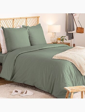 Housse de couette + 2 taies Percale de coton Uni