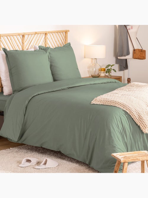 Housse de couette + 2 taies Percale de coton Uni - Kiabi